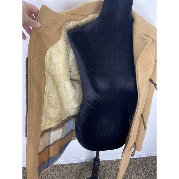 Vintage Mitchell Wool Duffle Coat 70s Toggle Plaid Lined Winter Woman M - Picture 3 of 14